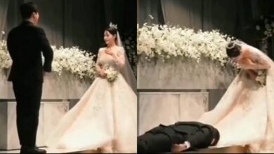 رجل كوري ينحني لزوجته في يوم زفافهما ويثير الجدل
